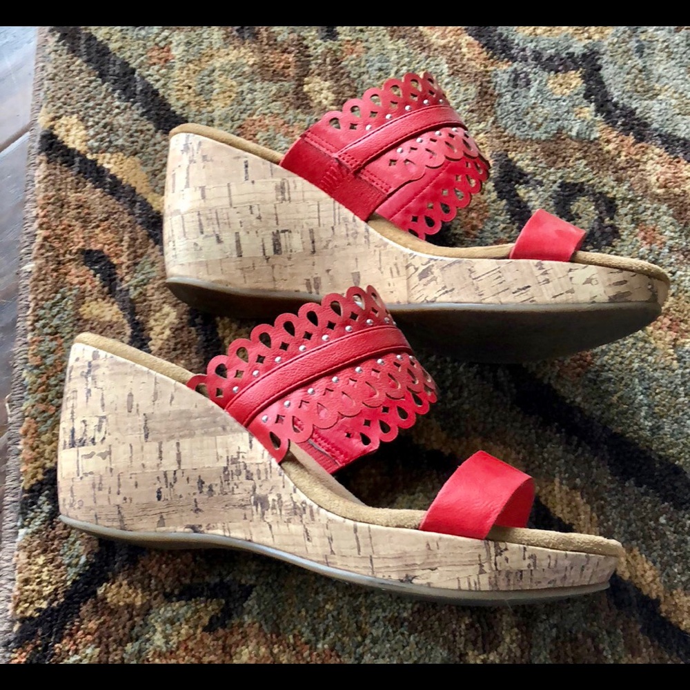 Barely worn spring wedge sandals